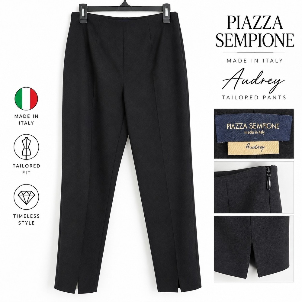 Piazza Sempione Audrey Pants Womens IT 44 US 8 Black Slim Ankle Trousers Italy